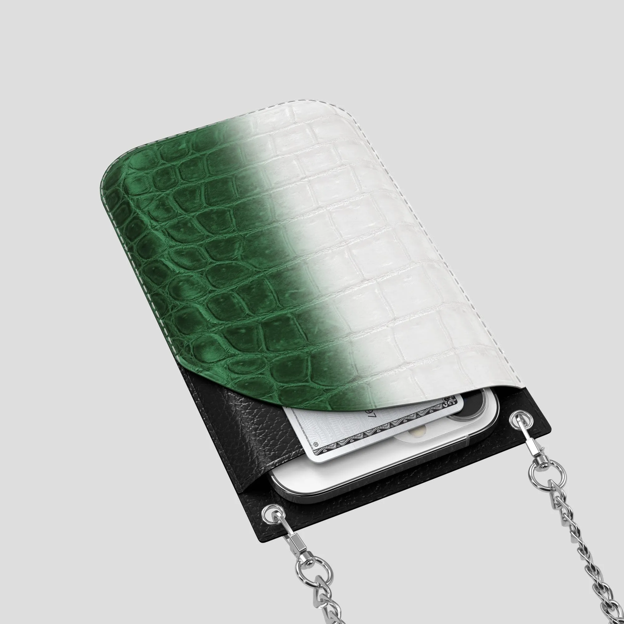Crossbody Bag For iPhone 15 Pro Max In Himalayan Crocodile