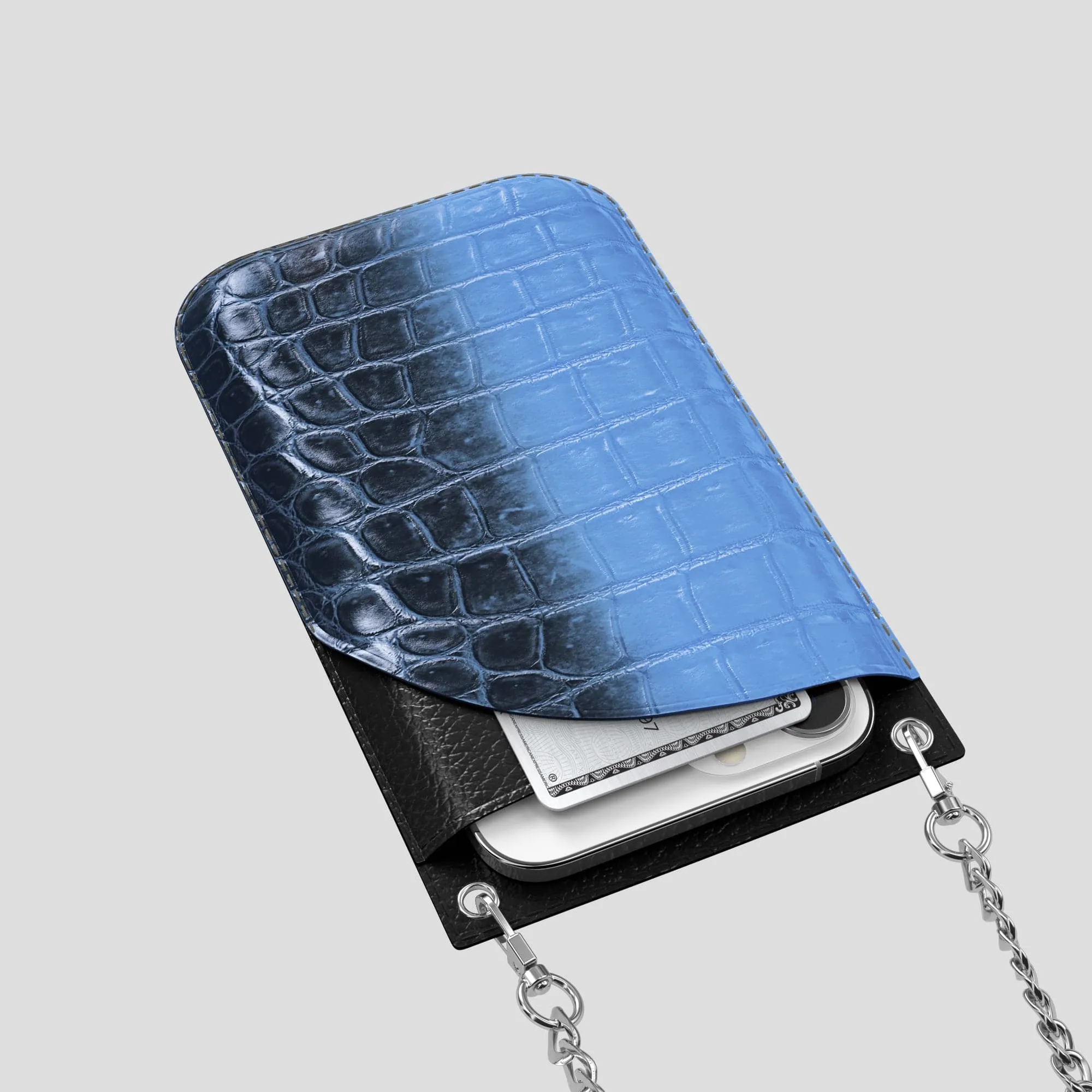 Crossbody Bag For iPhone 15 Pro Max In Himalayan Crocodile