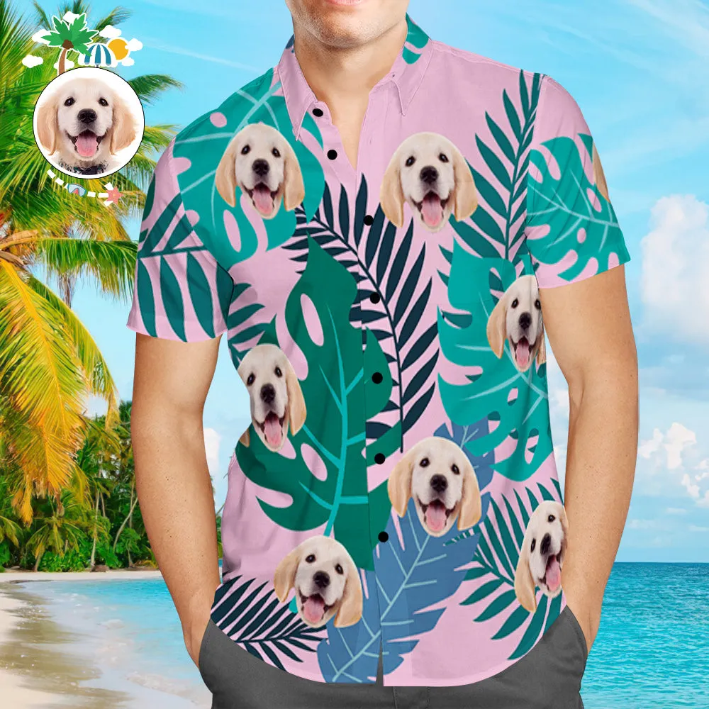 Custom Dog Face Hawaiian Shirt Custom Tropical Beach Shirts Palm Tree Shirts for Pet Owner