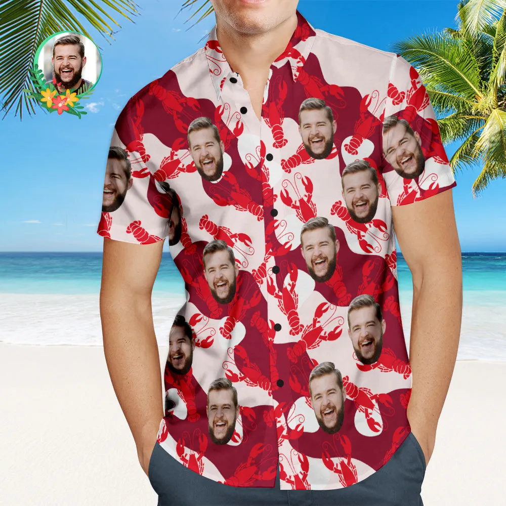 Custom Face Hawaiian Shirt Lobster Style Personalised Face Shirt