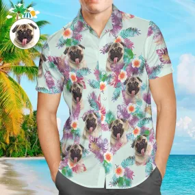 Custom Face Men Hawaiian Shirts Personalised Cute Dog Face for Pet Lover