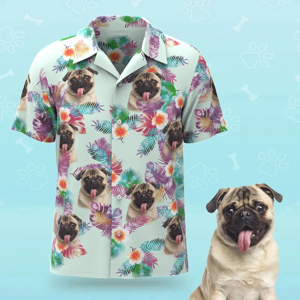 Custom Face Men Hawaiian Shirts Personalised Cute Dog Face for Pet Lover