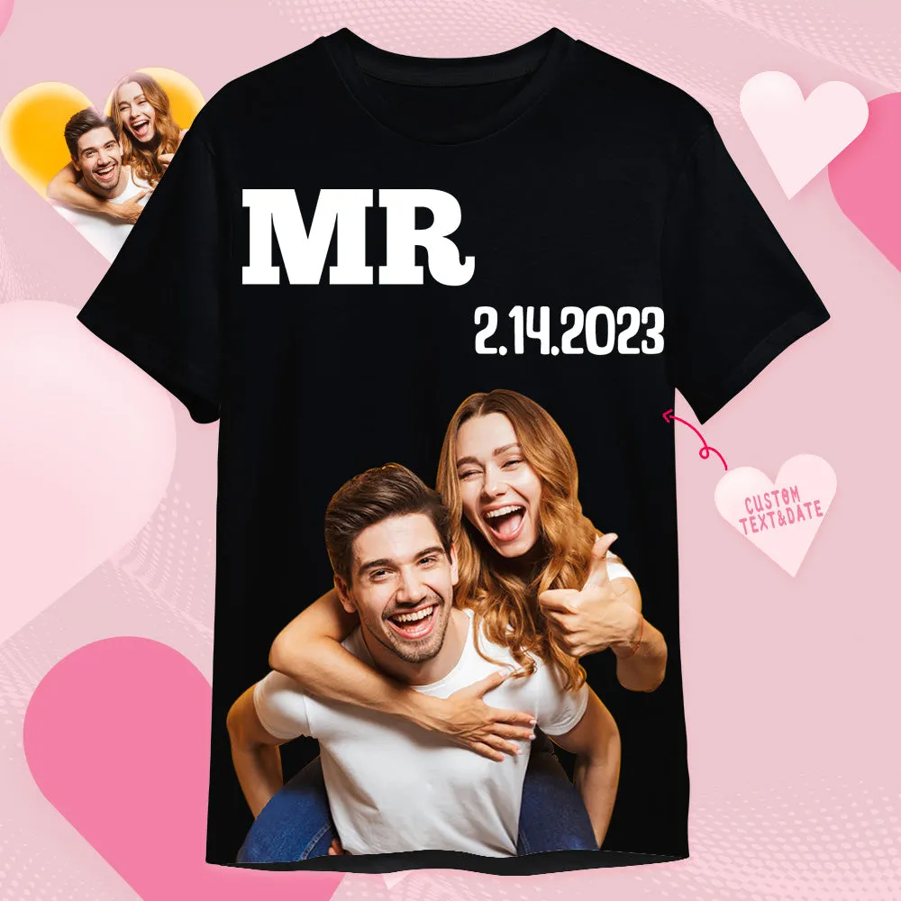 Custom Photo Printed T-shirt Personalised Picture Anniversary On Shirt Gifts For Husband