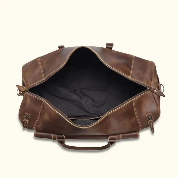 Dazzlo Full-Grain Leather Duffel Bag Weekend Bag - Brown Vintage/Dark Brown - 20"/22"/28"