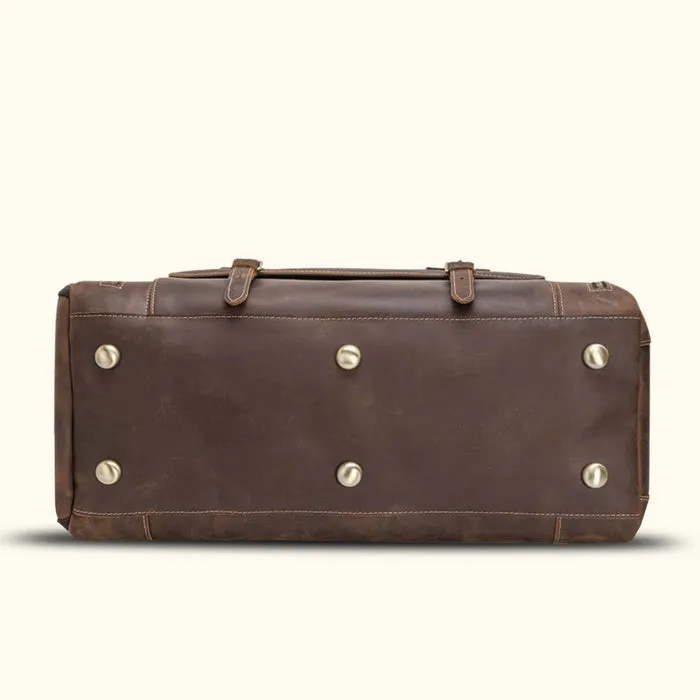 Dazzlo Full-Grain Leather Duffel Bag Weekend Bag - Brown Vintage/Dark Brown - 20"/22"/28"