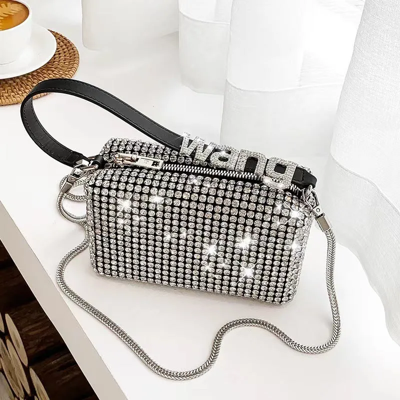 Diamond-encrusted bag new style king rhinestone bag armpit bag one-shoulder cross-body bag for women fashion full diamond handbag