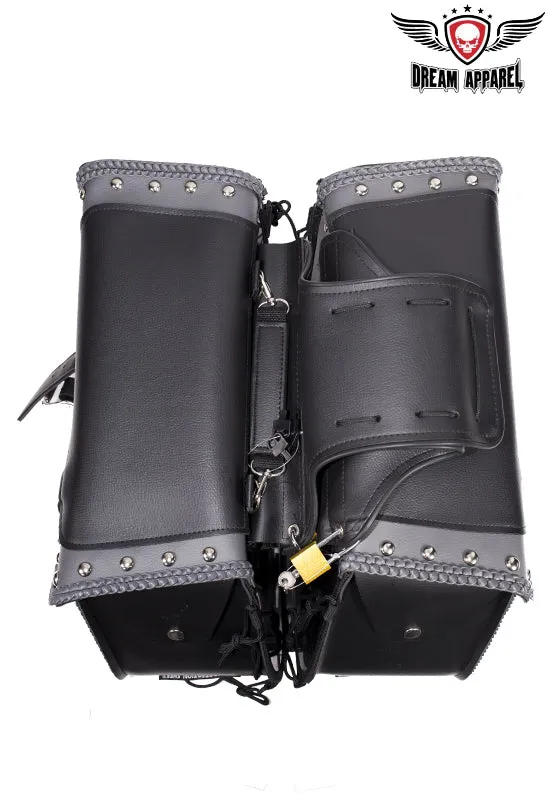 Dream Apparel Studded PVC Motorcycle Saddlebag With Gun Holsters