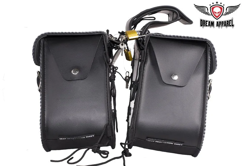 Dream Apparel Studded PVC Motorcycle Saddlebag With Gun Holsters