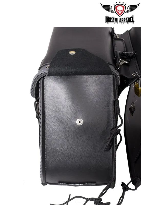 Dream Apparel Studded PVC Motorcycle Saddlebag With Gun Holsters