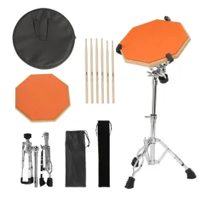 Drum Practice Pads with 3 Pairs of Drum Sticks and Adjustable Snare Drum Stand