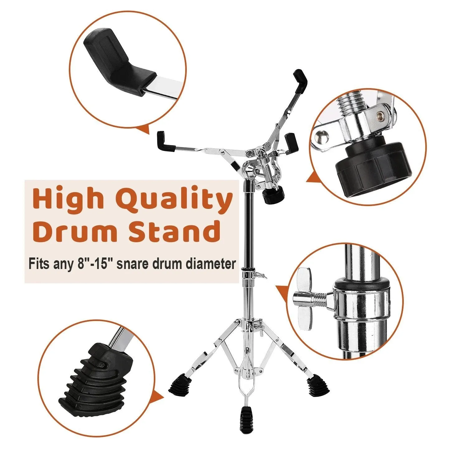 Drum Practice Pads with 3 Pairs of Drum Sticks and Adjustable Snare Drum Stand