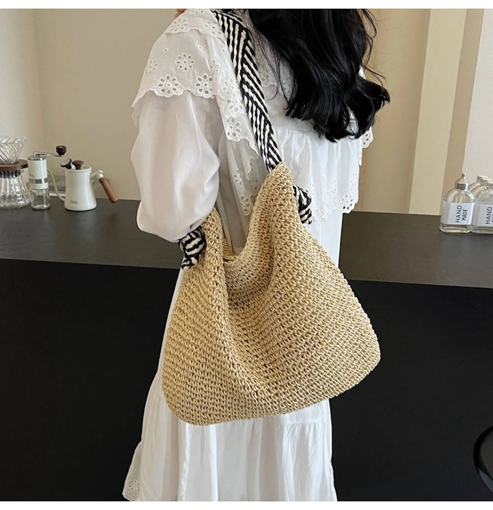 Elena Handbags Fashion Straw Shoulder Bag