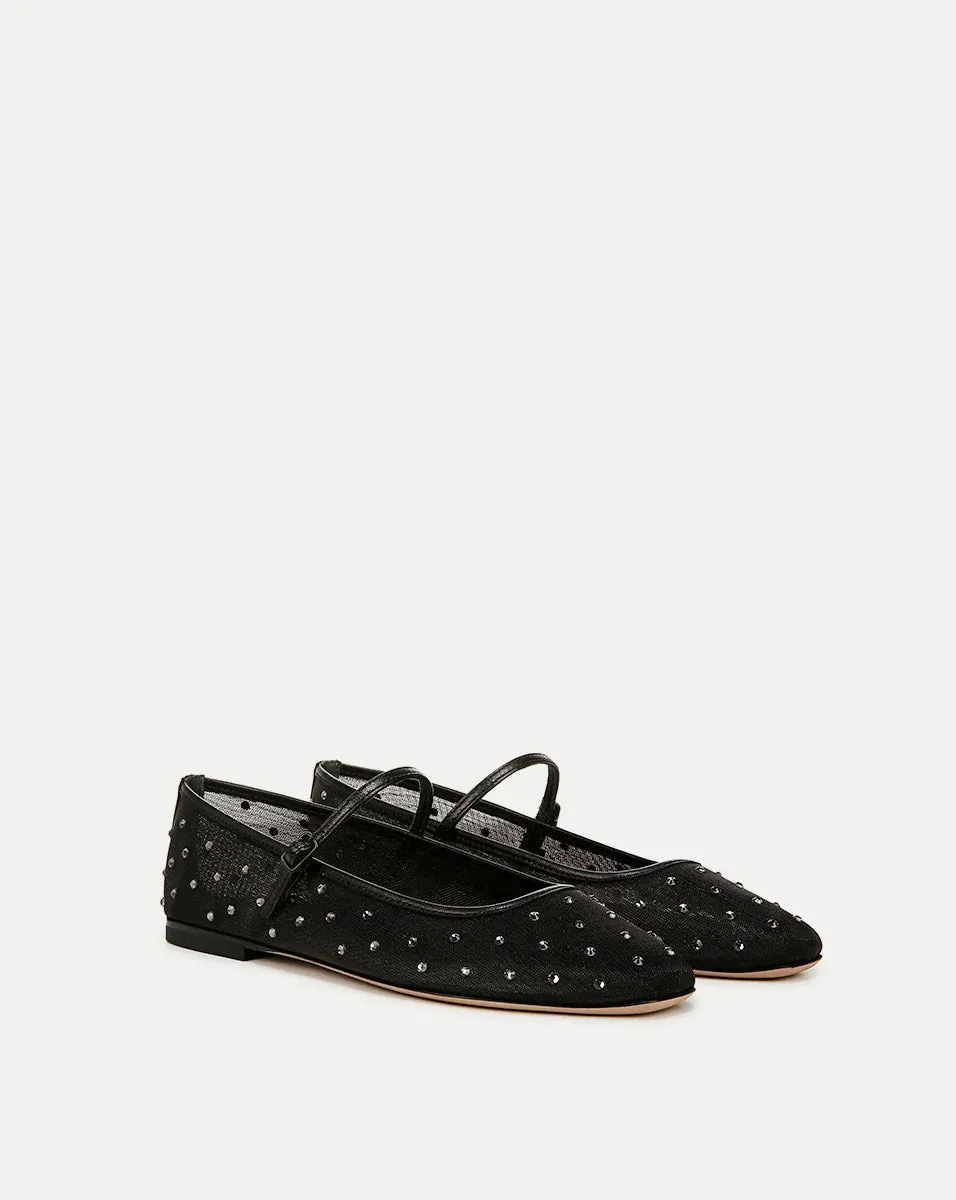 Ellie Mesh Crystal Black Diamond Flat