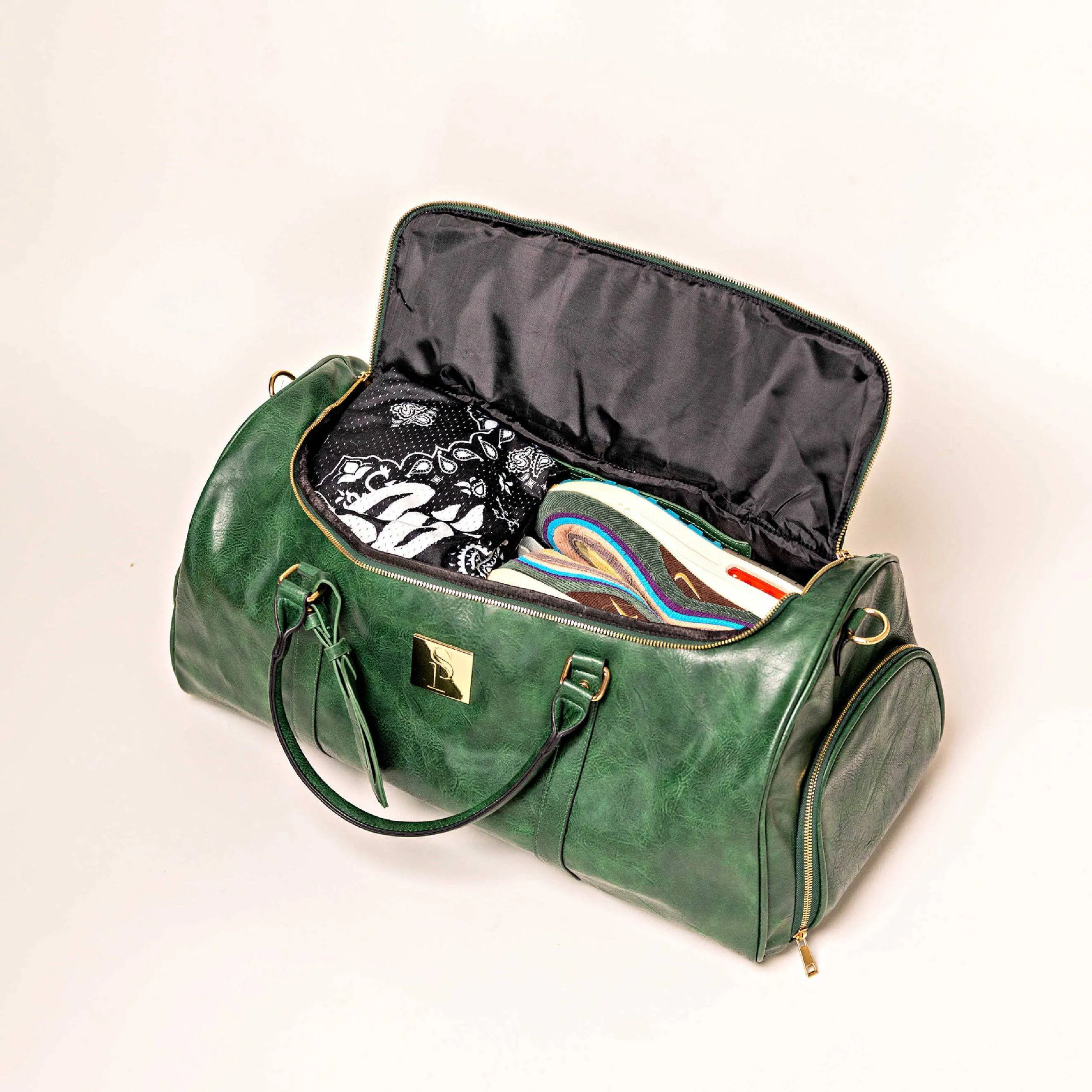 Emerald Green Luciano Leather Duffle Bag (New Weekender Design)