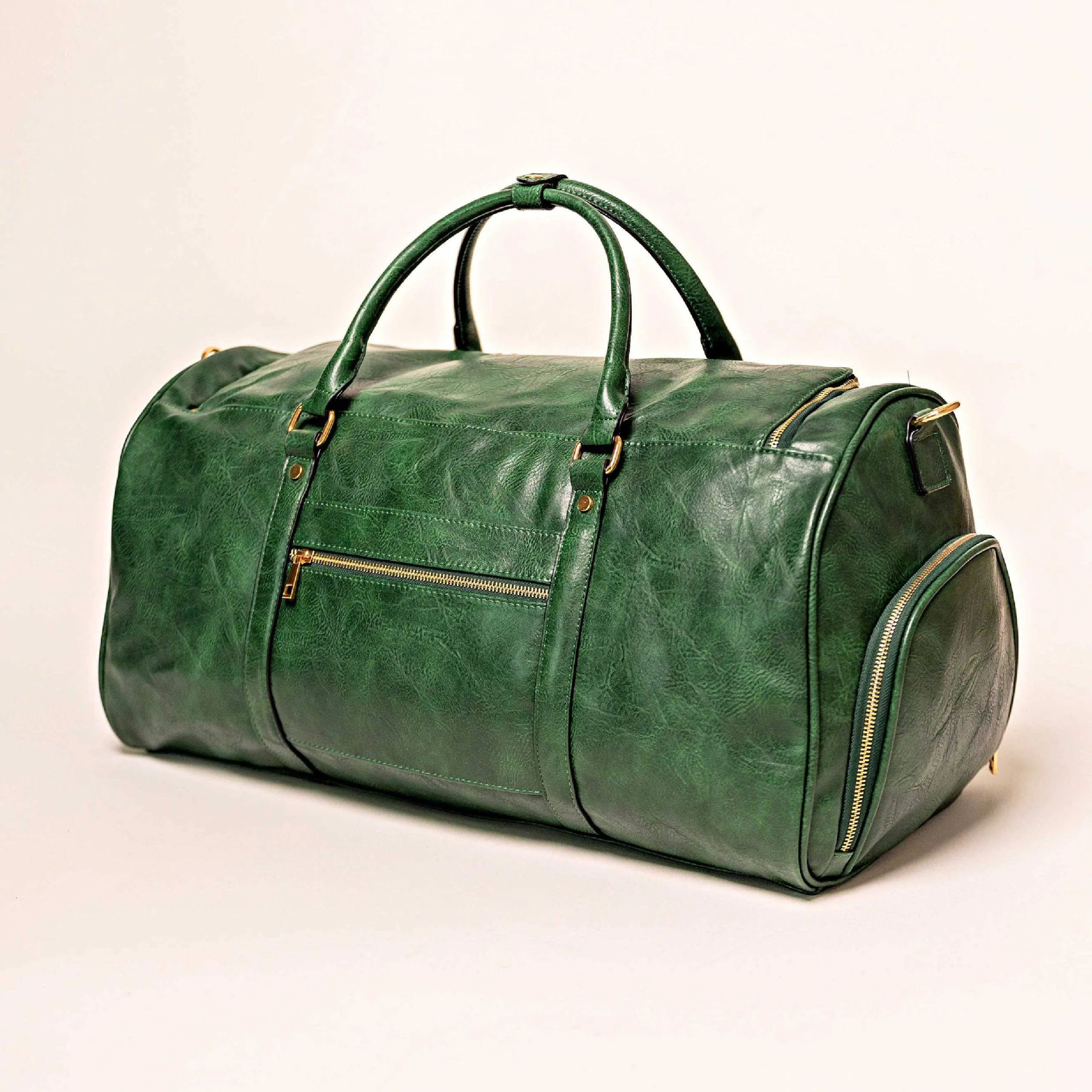 Emerald Green Luciano Leather Duffle Bag (New Weekender Design)