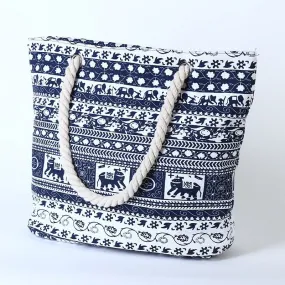 Fashion Canvas Casual Bags for Women Handbag Bags Elephant Flower Pattern