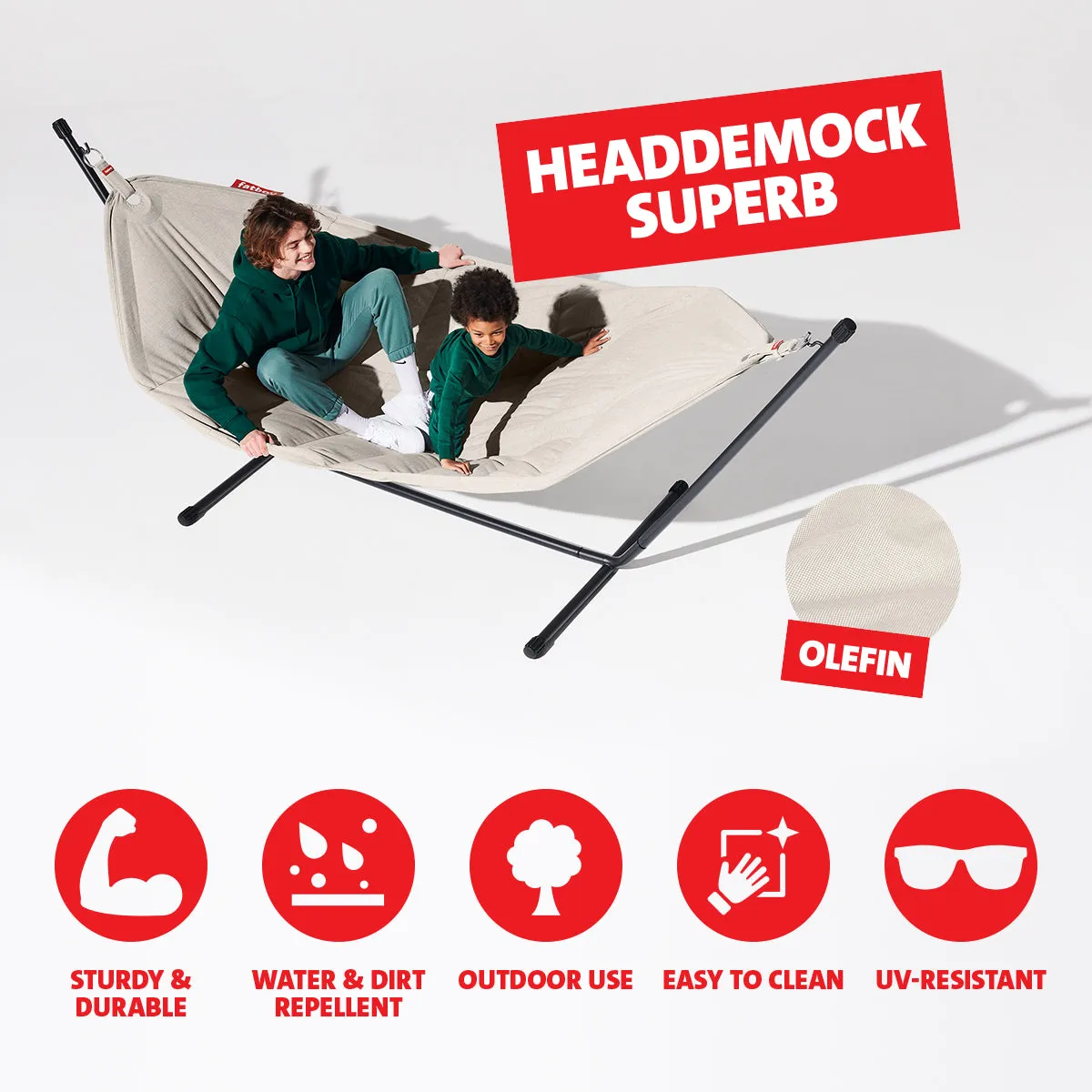 Fatboy Superb Hammock with Pillow and Black Frame (Sahara)