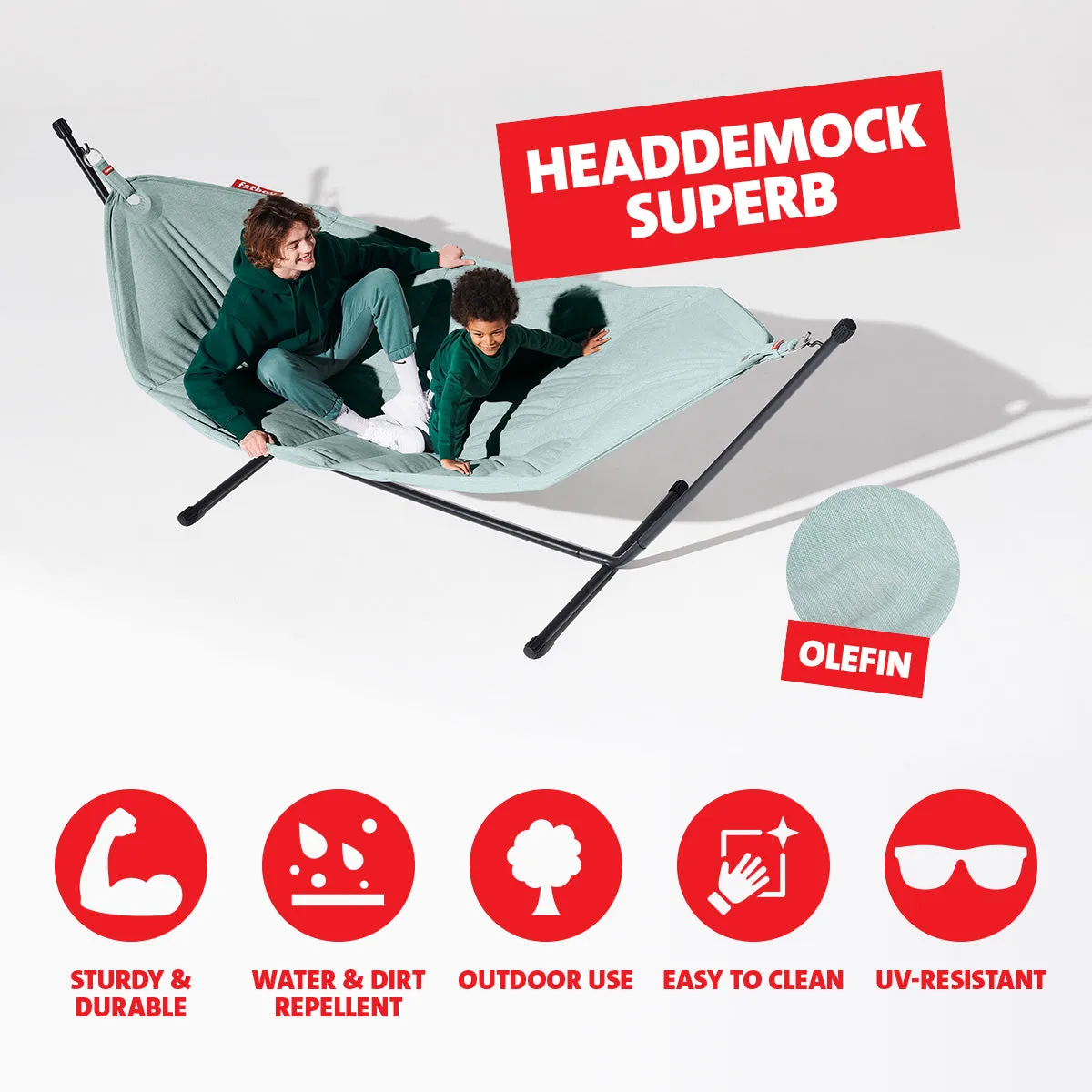 Fatboy Superb Hammock with Pillow and Black Frame (Seafoam)