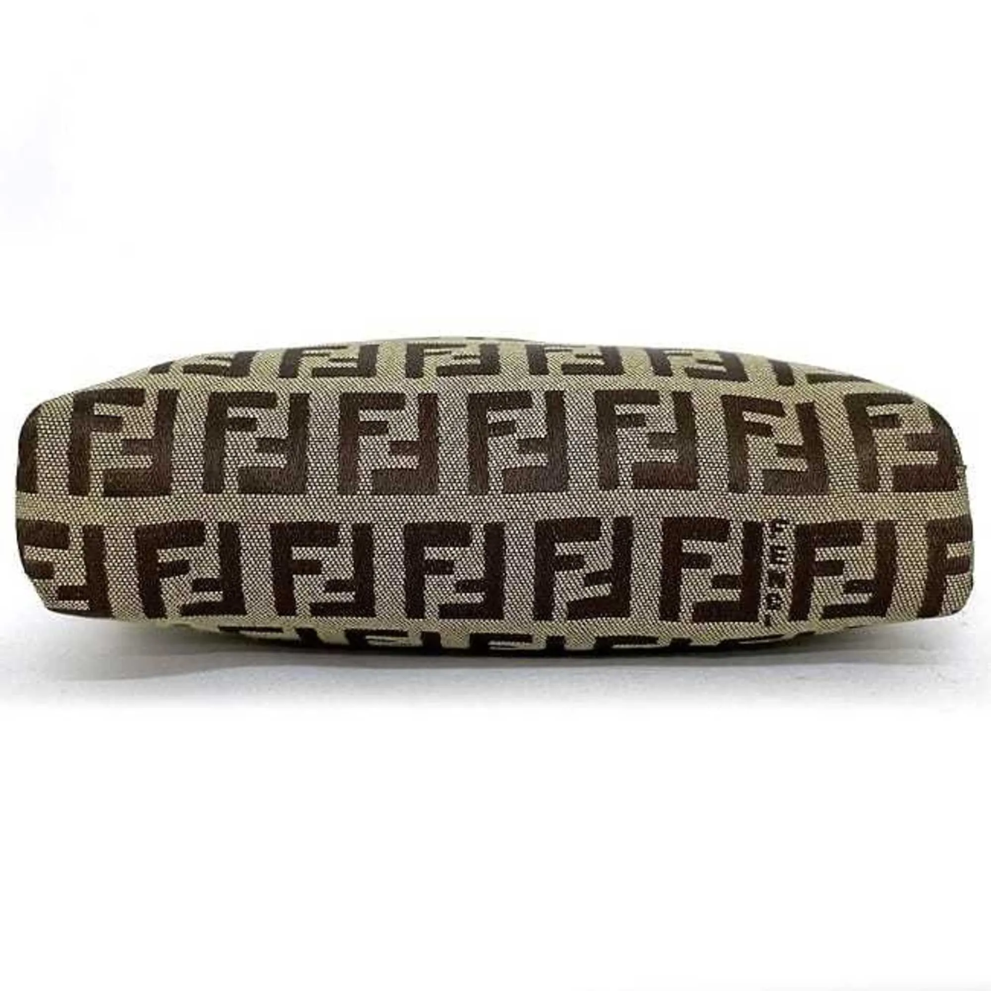 FENDI Pouch Beige Brown Zucchino 7N0003 Canvas Leather  FF Women's