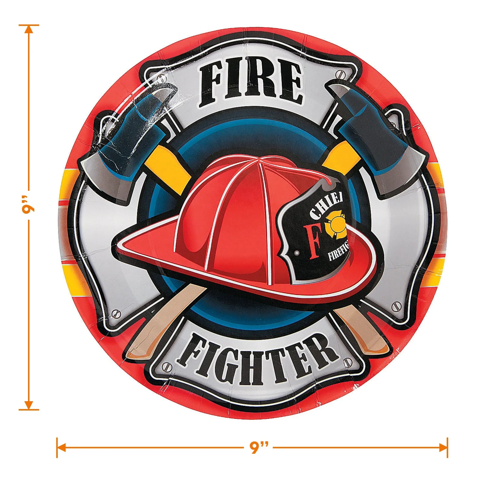 Firefighter Party Round Paper Dinner Plates and Luncheon Napkins (Serves 16)