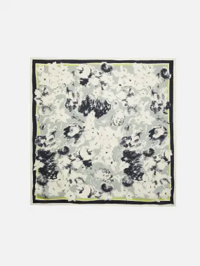 Floral Echo Silk Twill Scarf | Grey