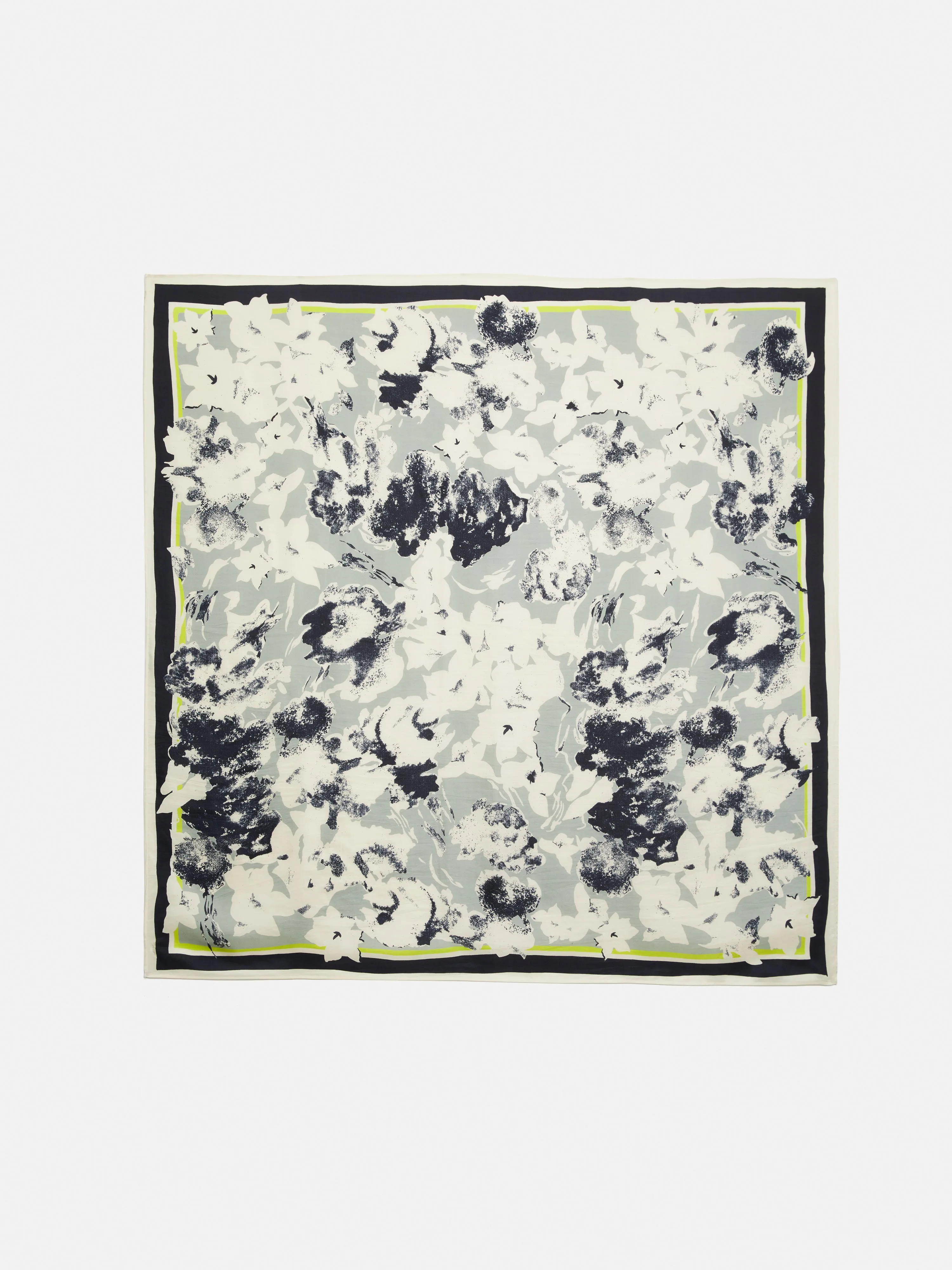 Floral Echo Silk Twill Scarf | Grey