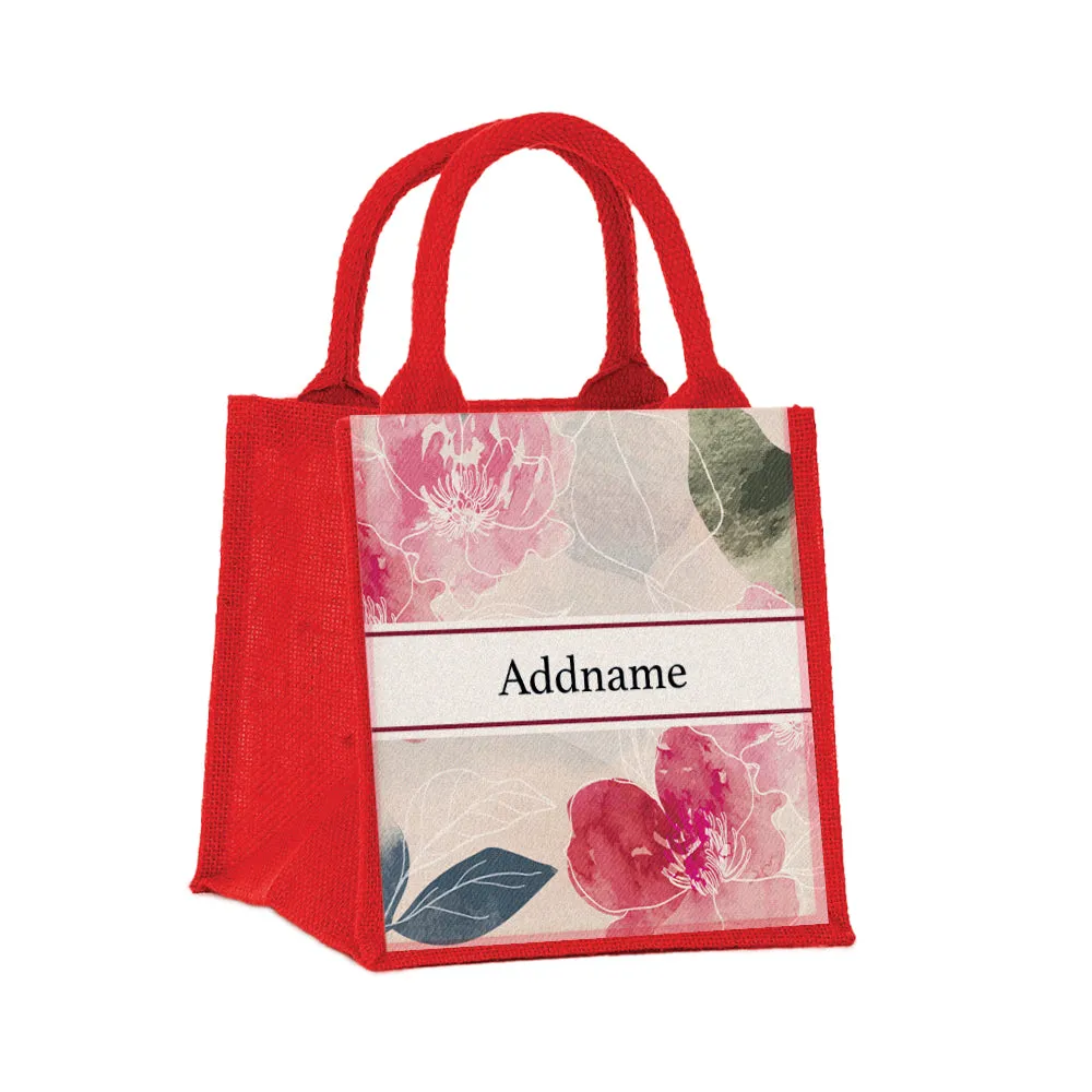 Floral Hues Flora Series Jute Tote Bag [FREE Custom Add Name]