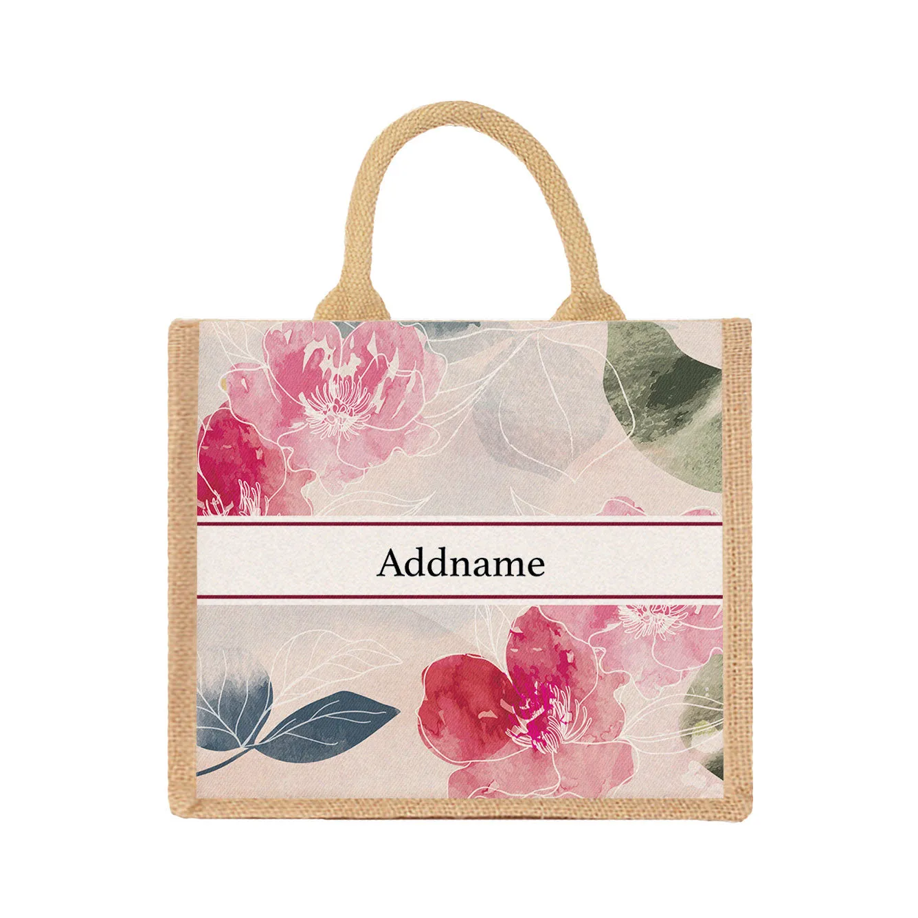 Floral Hues Flora Series Jute Tote Bag [FREE Custom Add Name]