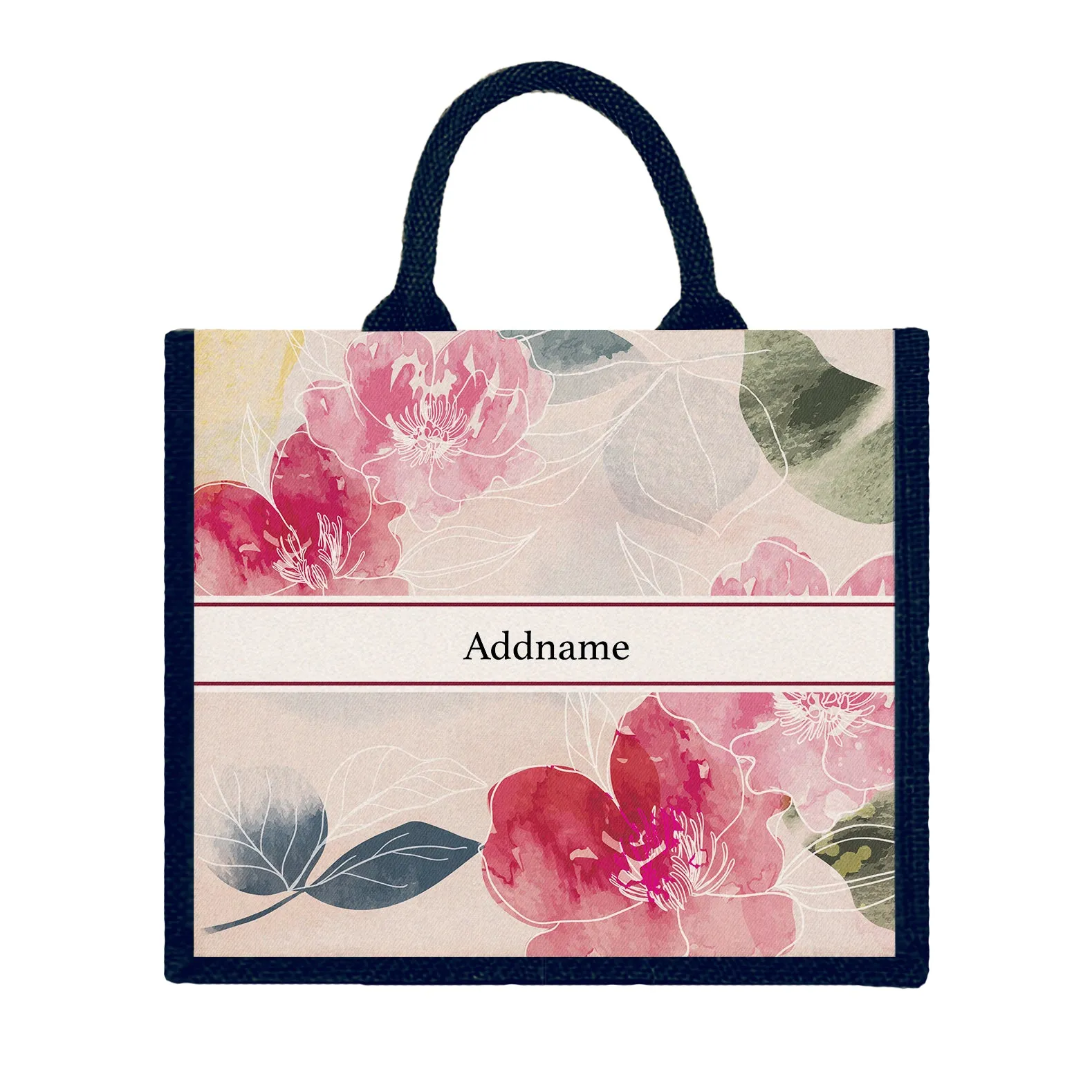 Floral Hues Flora Series Jute Tote Bag [FREE Custom Add Name]