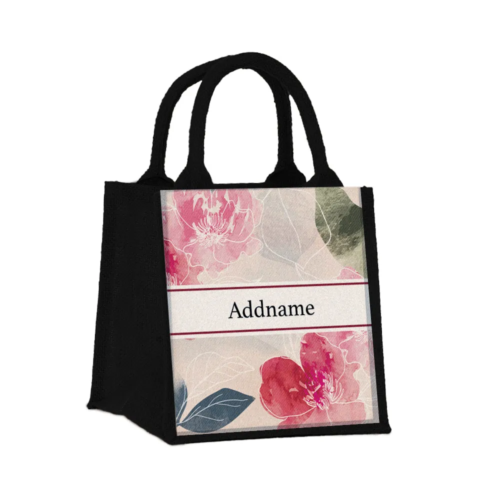 Floral Hues Flora Series Jute Tote Bag [FREE Custom Add Name]