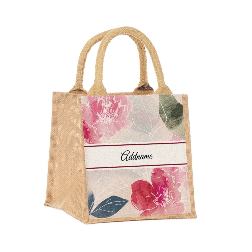 Floral Hues Flora Series Jute Tote Bag [FREE Custom Add Name]