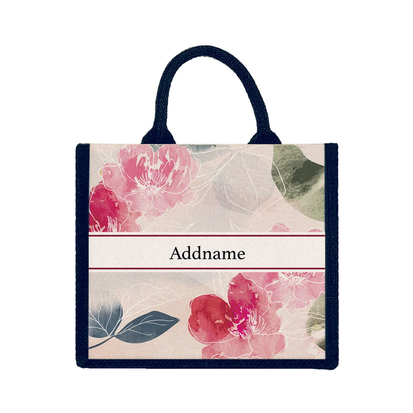 Floral Hues Flora Series Jute Tote Bag [FREE Custom Add Name]