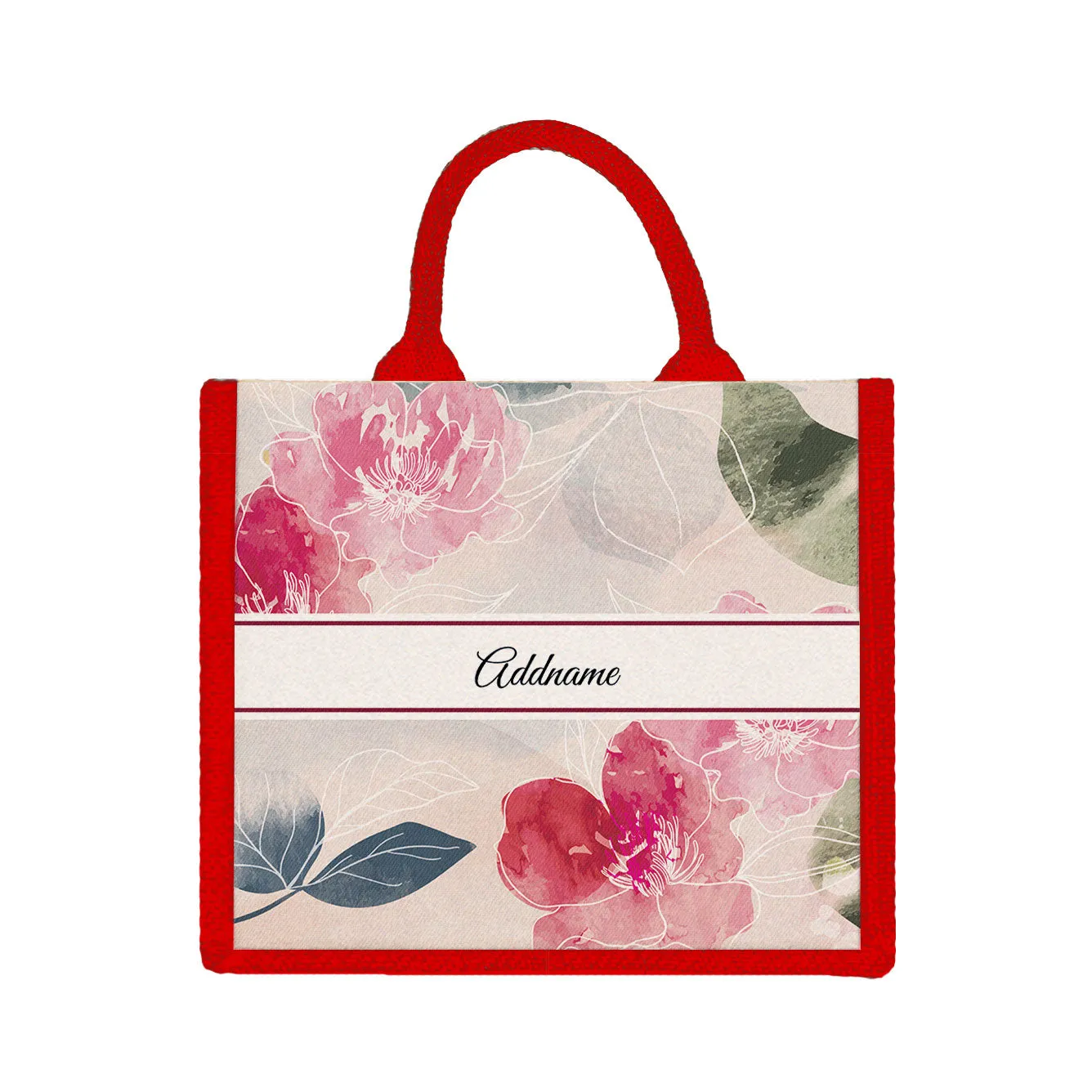 Floral Hues Flora Series Jute Tote Bag [FREE Custom Add Name]