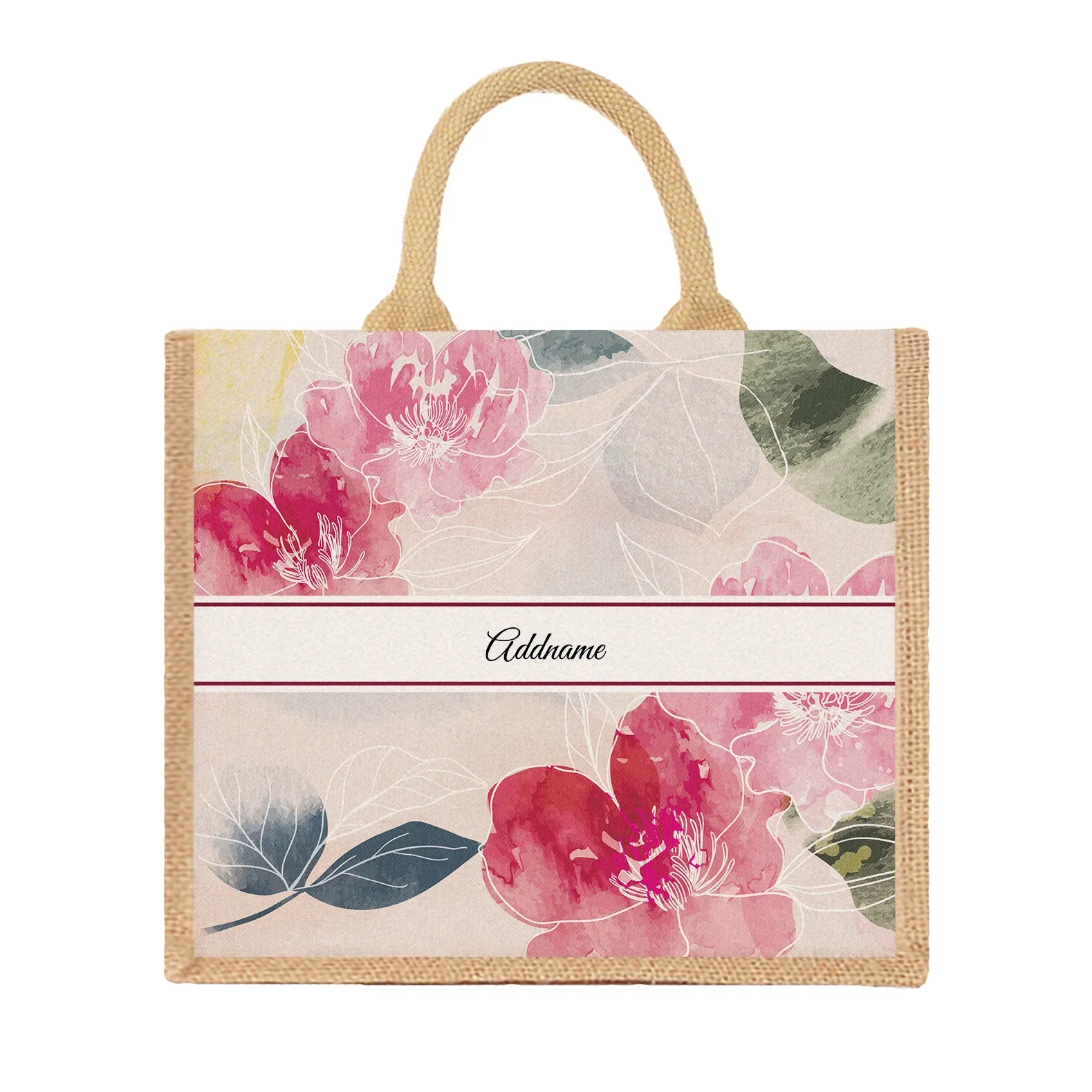 Floral Hues Flora Series Jute Tote Bag [FREE Custom Add Name]