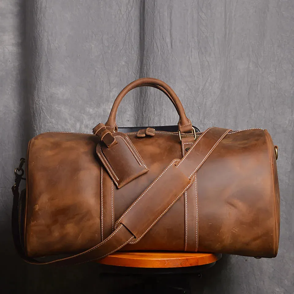 Genuine Leather Duffel Bag Travel Luggage Bag