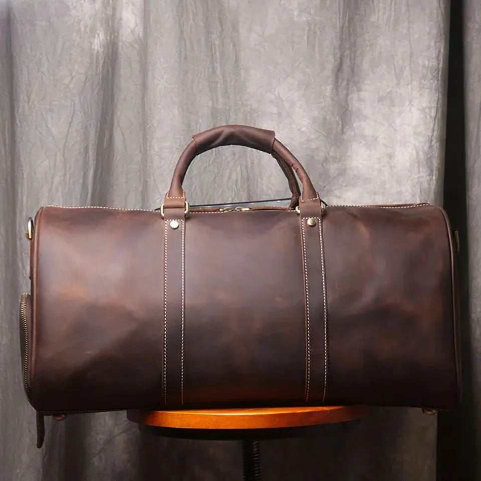 Genuine Leather Duffel Bag Travel Luggage Bag