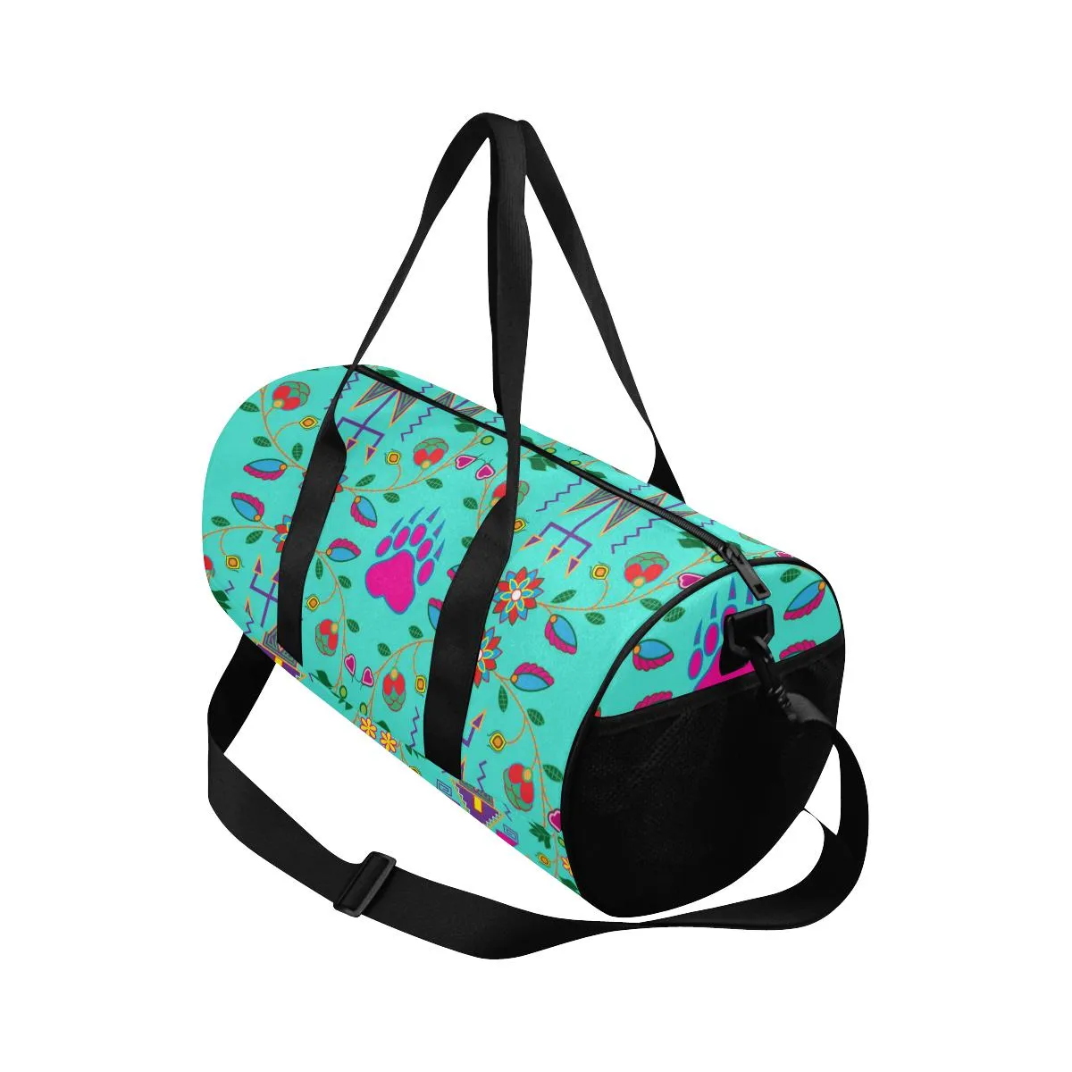 Geometric Floral Fall - Sky Duffle Bag