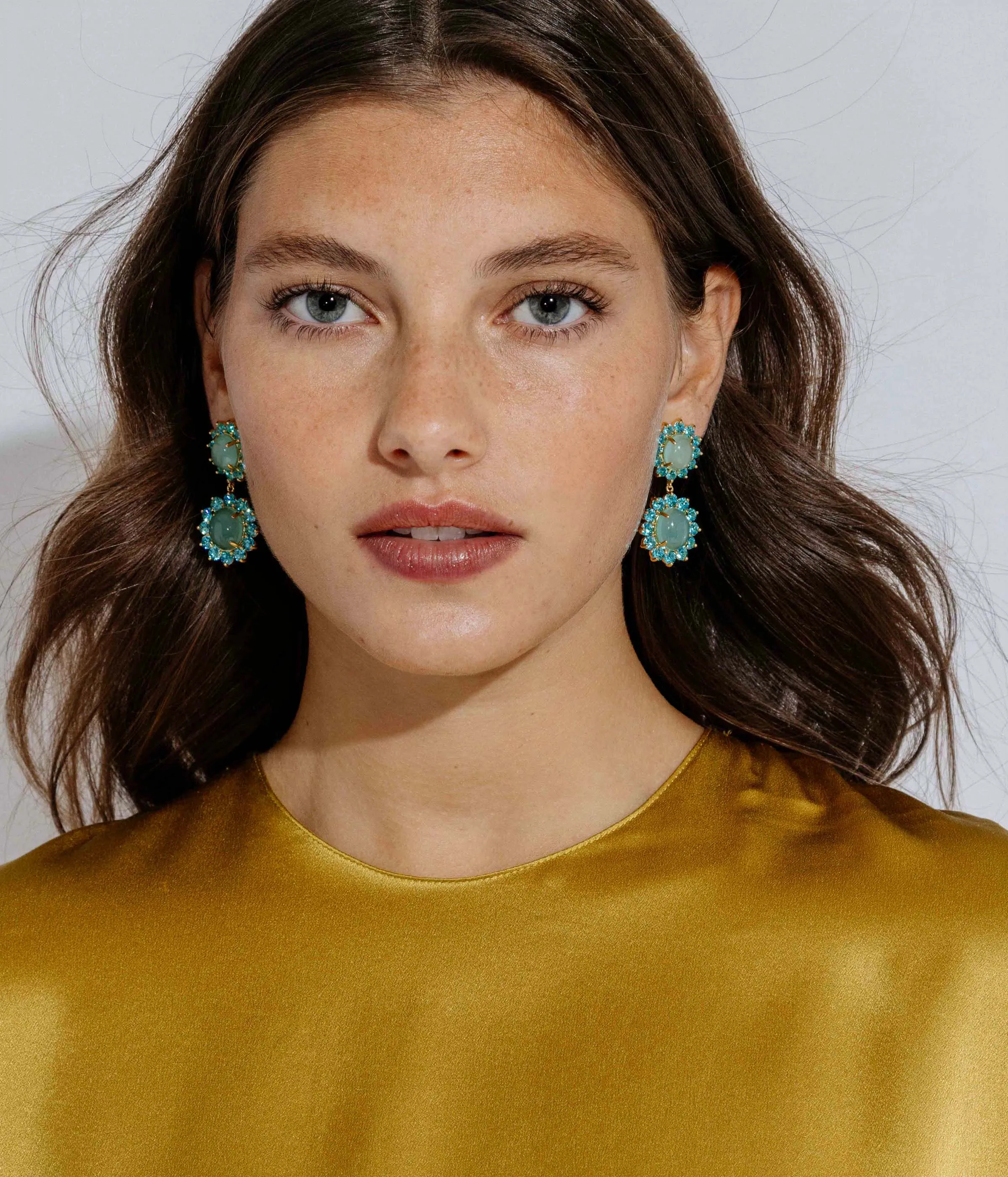 Georgie Drop Earrings in Aqua