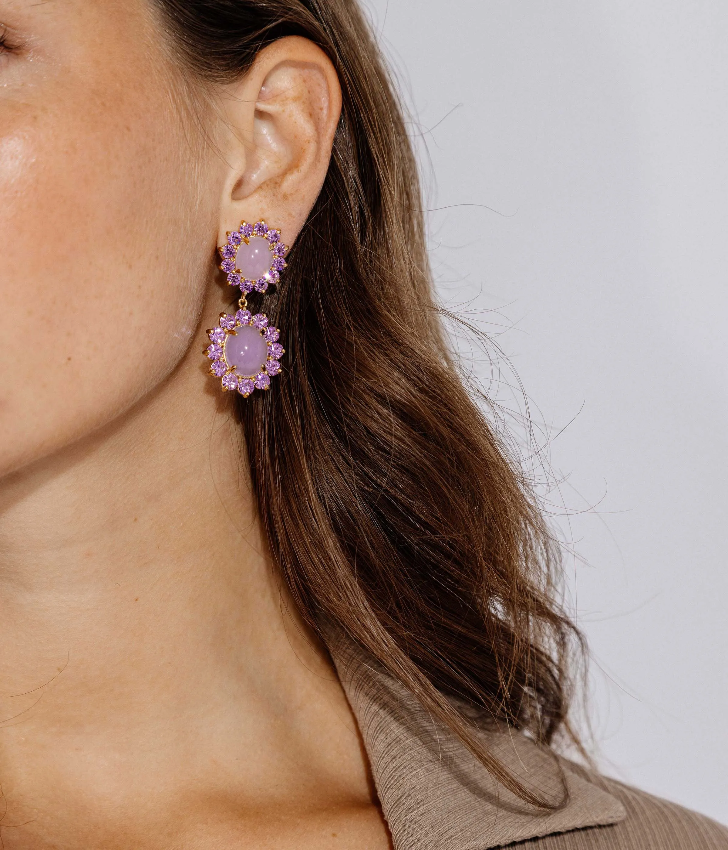 Georgie Drop Earrings in Pink