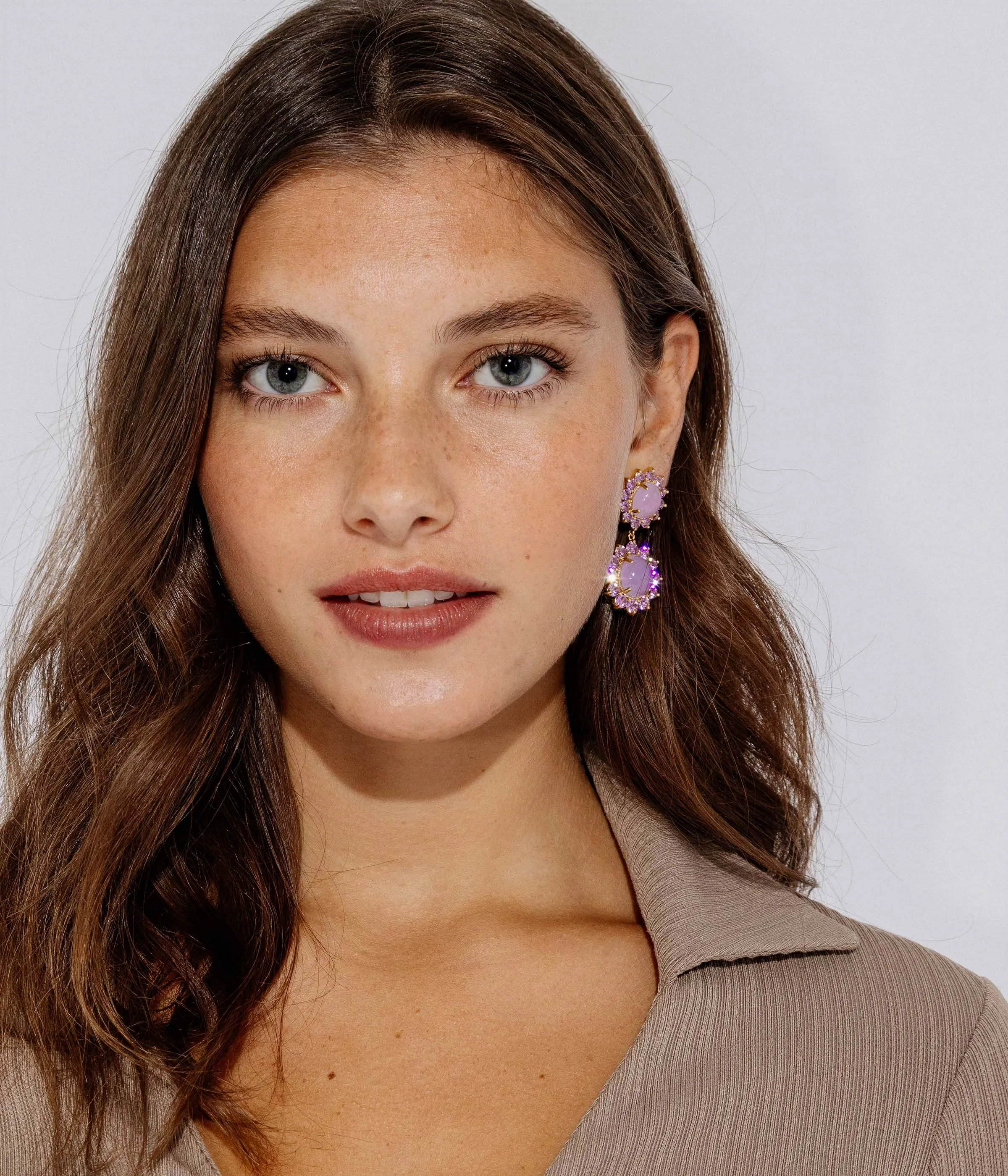 Georgie Drop Earrings in Violet