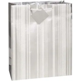 Gift Bag, Silver Glitter Striped