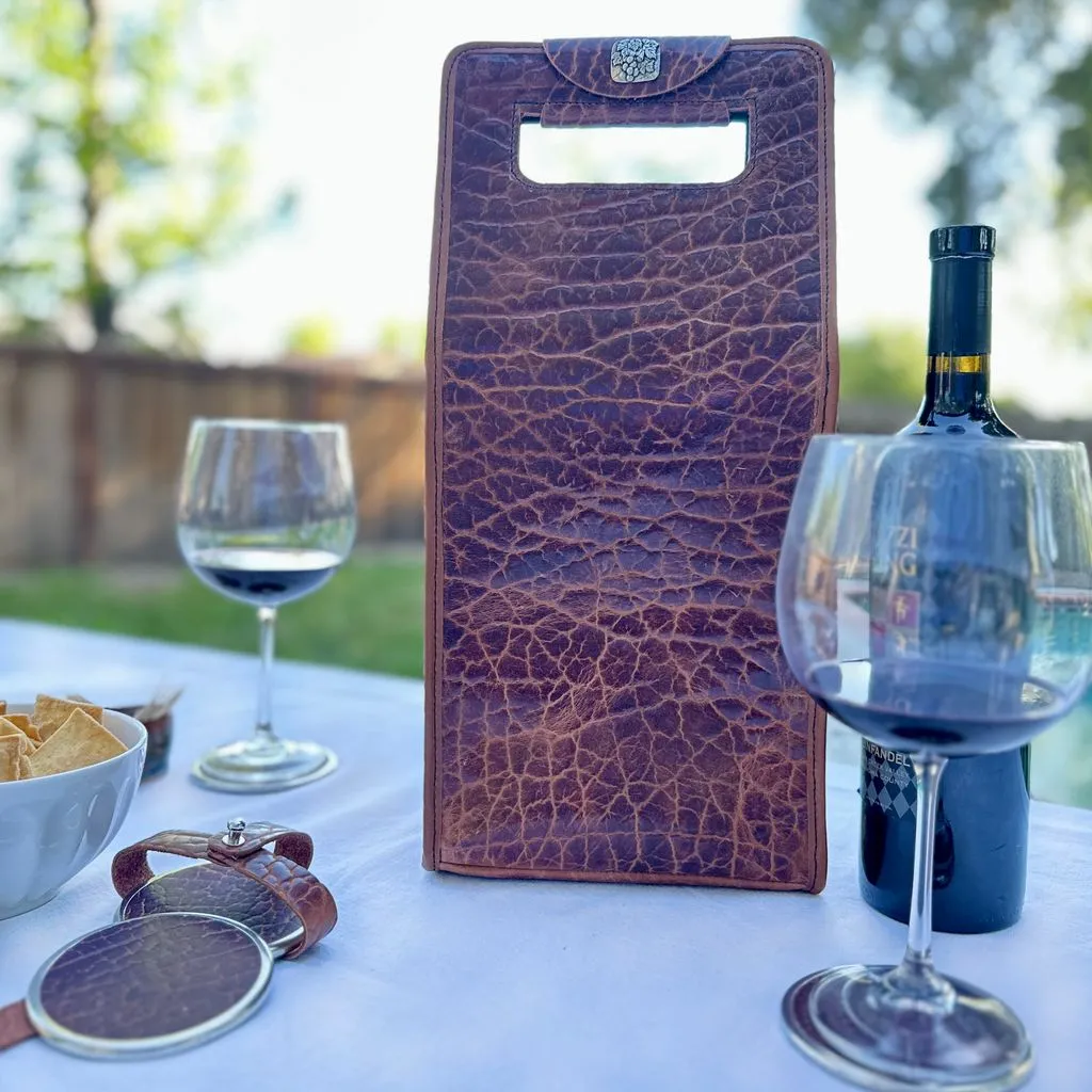 Glazed Bison Tobacco Wine Bottle Bag