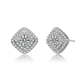 Gold Plated Clear Cubic Zirconia Pave Stud Limited Time Special Earrings