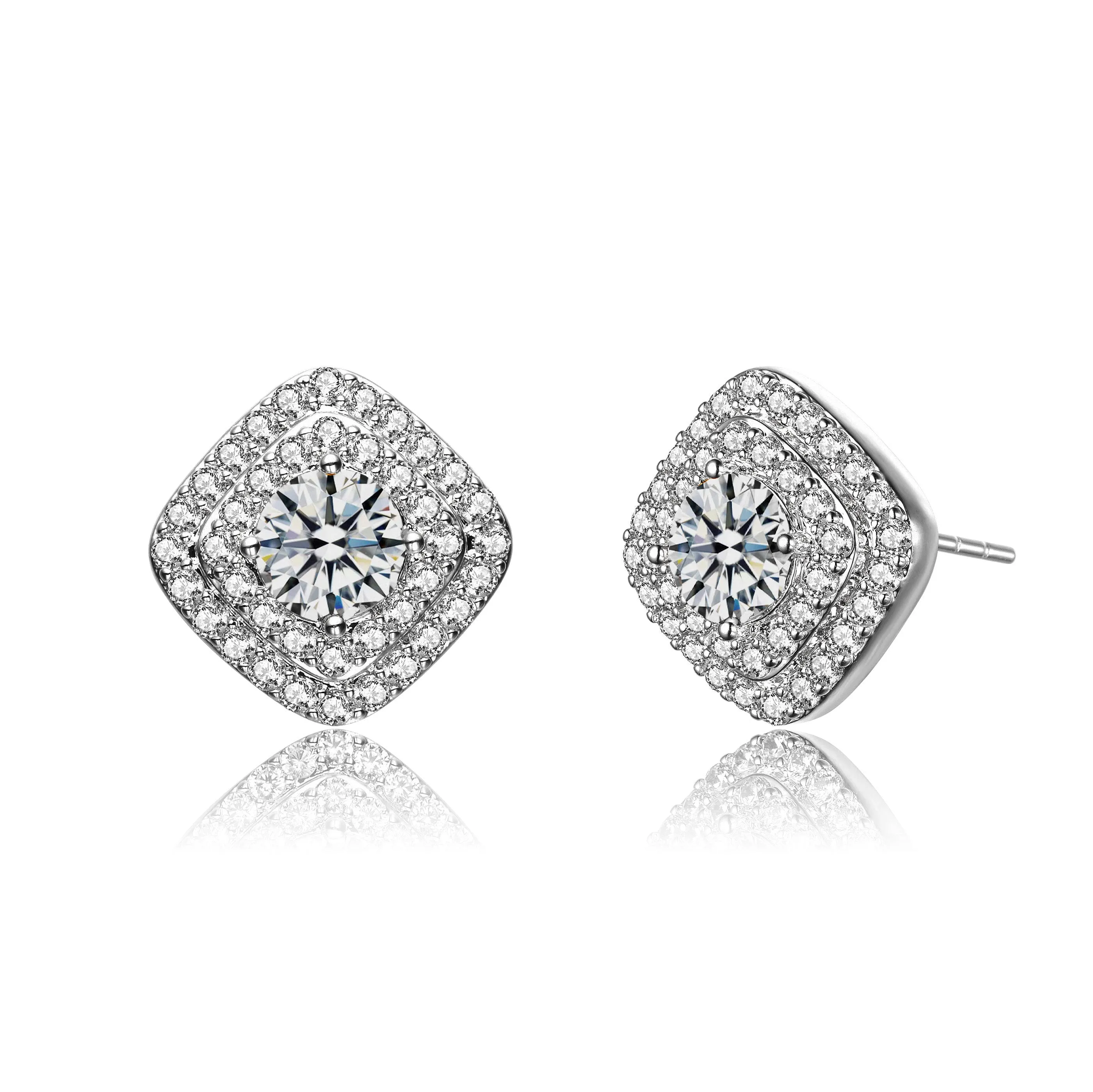 Gold Plated Clear Cubic Zirconia Pave Stud Limited Time Special Earrings