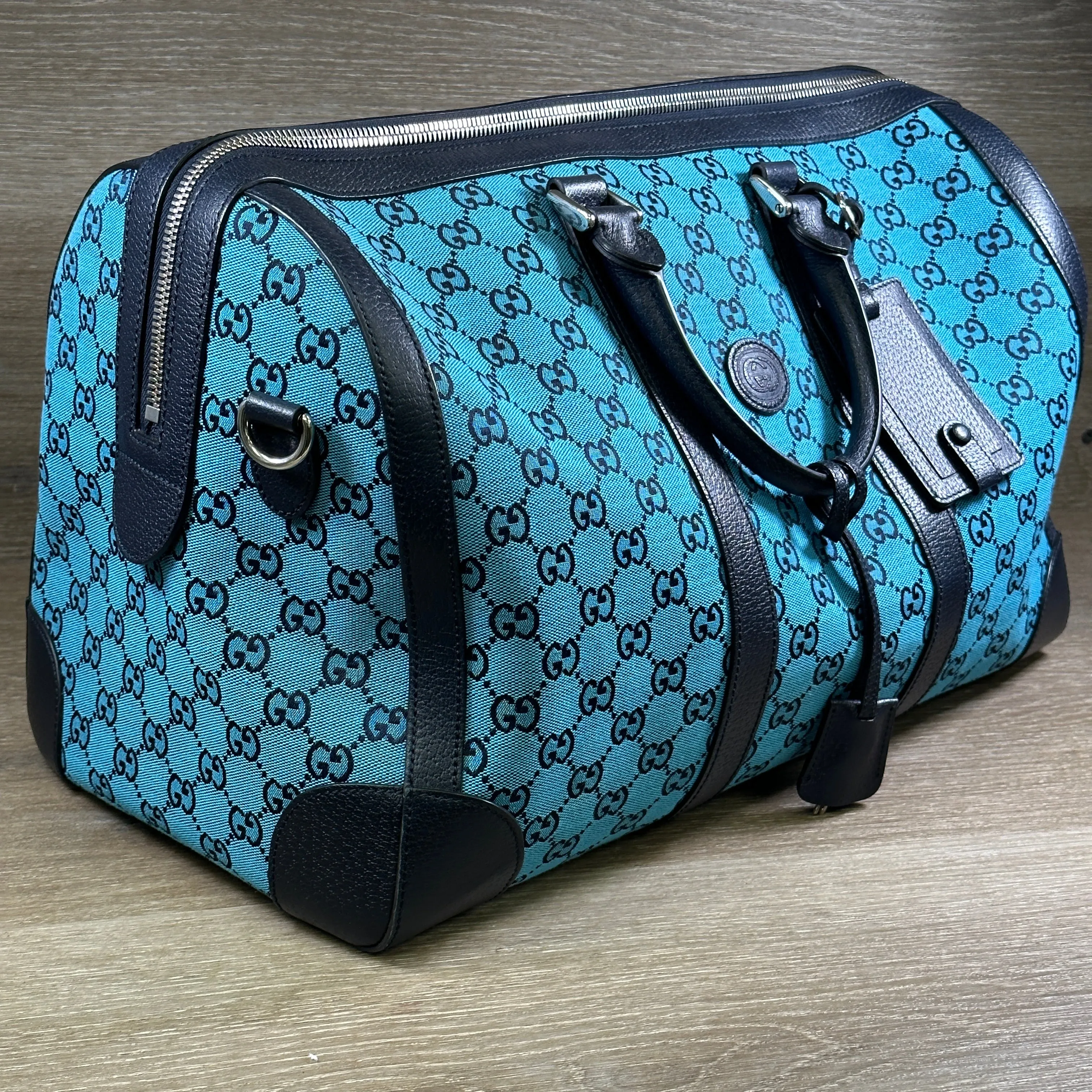 Gucci GG Quilted Canvas Duffle Bag - Blue