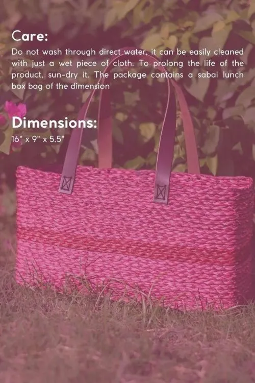 Handmade Sabai Grass Shopping Bag - Red