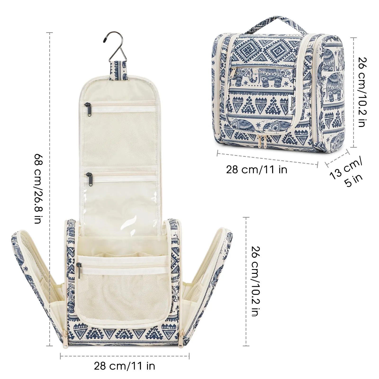 Hanging Toiletry Makeup Bag Dry Wet Separation - NW5204