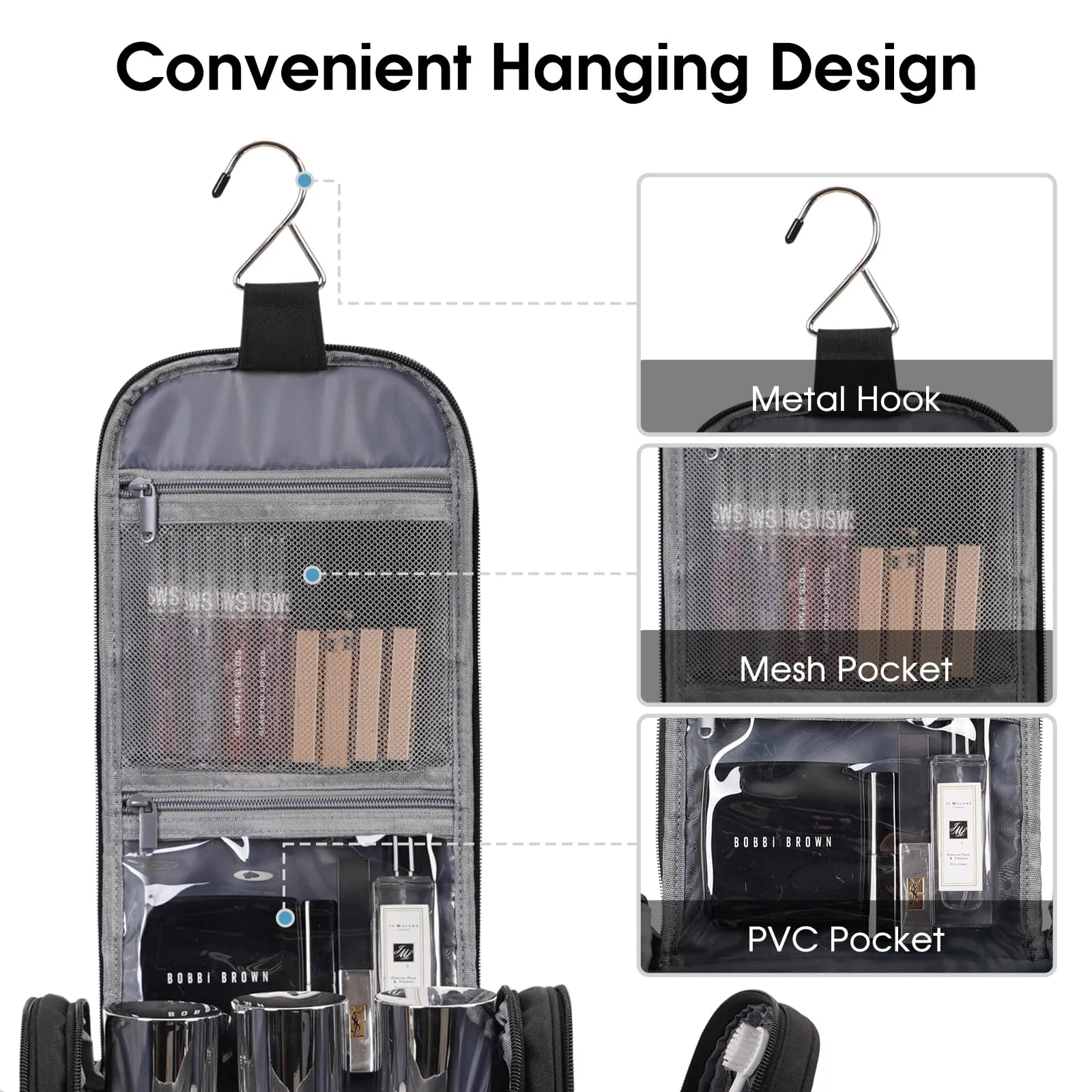 Hanging Toiletry Makeup Bag Dry Wet Separation - NW5204