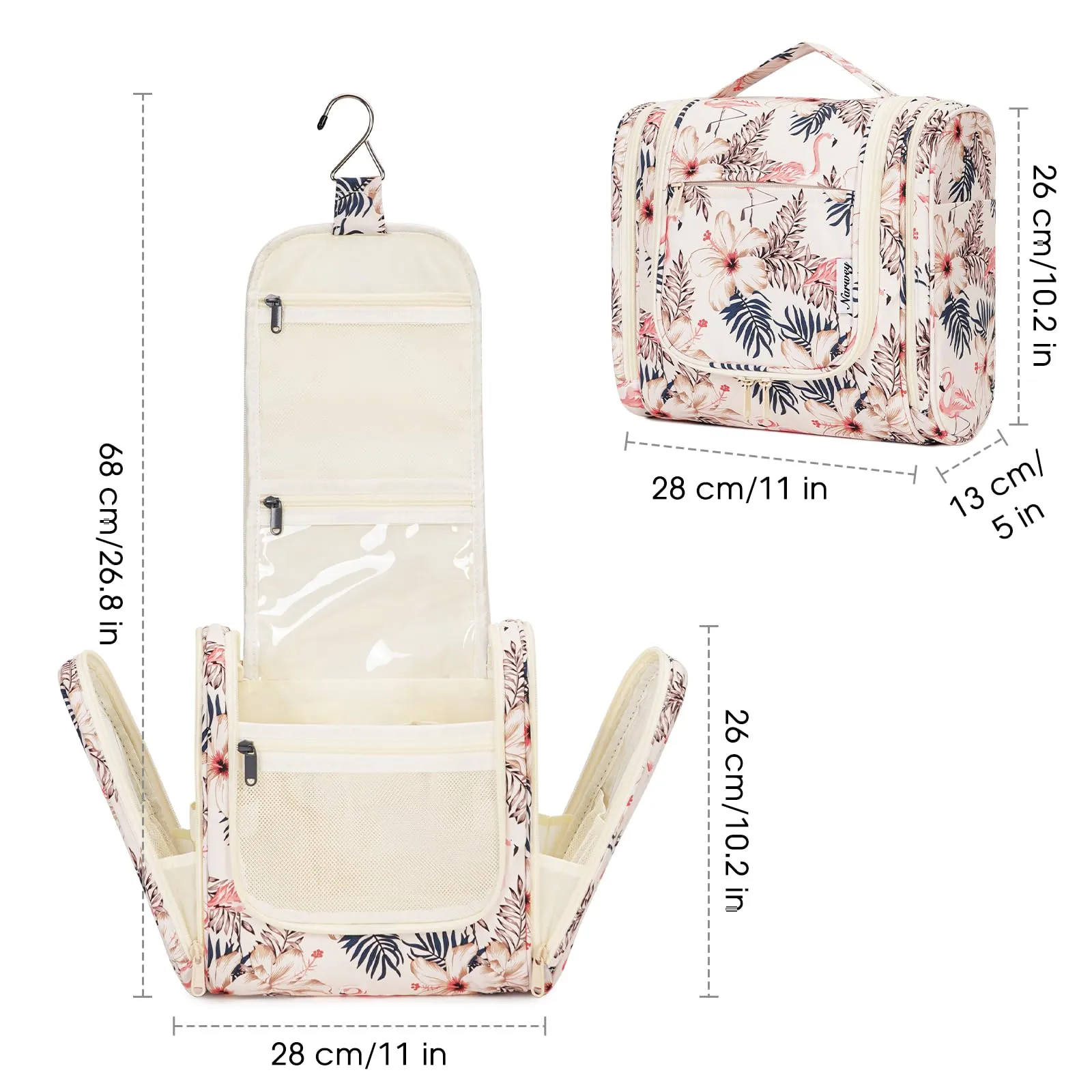 Hanging Toiletry Makeup Bag Dry Wet Separation - NW5204