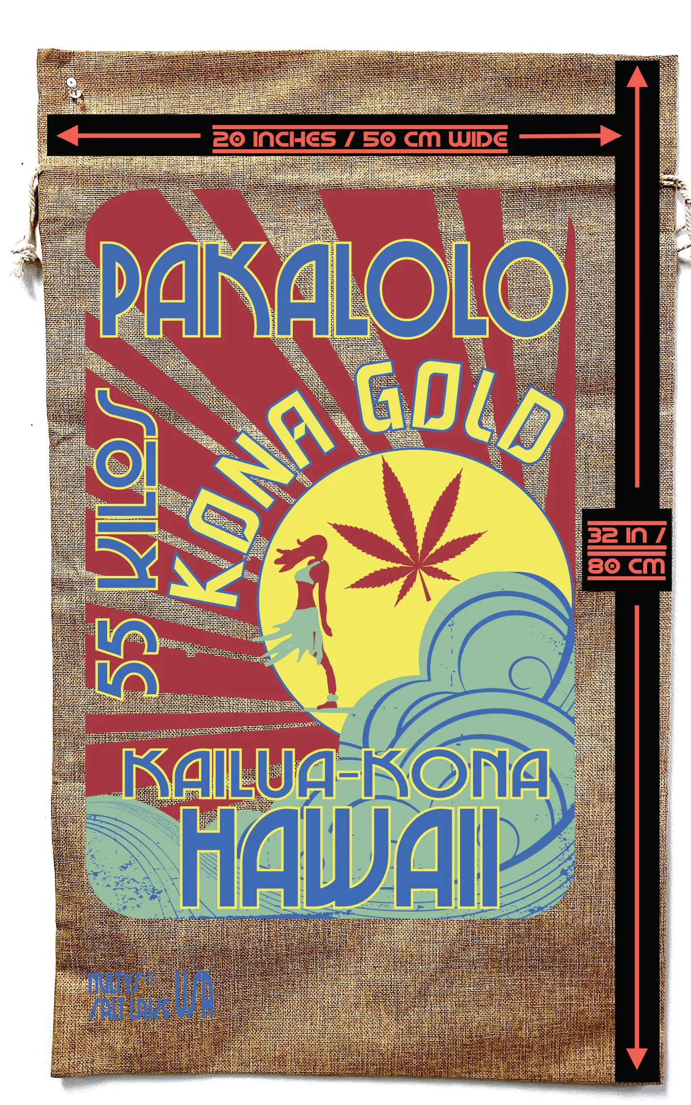 HAWAIIAN KONA GOLD MARIJUANA BURLAP BAG (Sold by the piece)